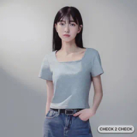 【CHECK2CHECK】HUE 方領冰磁除臭T