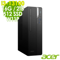 【Acer 宏碁】i3 四核商用電腦(VX2715G/i3-13100/16G/2TB HDD+512 SSD/W11P)