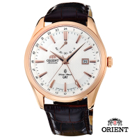 ORIENT 東方錶 GMT系列 雙時區藍寶石機械錶-玫瑰金/41mm