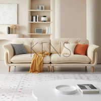 【KENS】沙發 沙發椅 侘寂風小戶型布藝沙發奶油風現代簡約客廳休閑直排牛奶絨北歐沙發