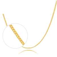 Solid Pure 999 24K Yellow Gold Necklace Women Curb Link Chain Necklace P6280