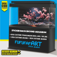 sticker wallpaper background aquarium belakang 3d tema gambar bunga sakura DN