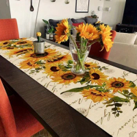 Elegant and Atmospheric Sunflower Text Print Home Entrance Dresser Table Dustproof Table Flag Holiday Party Dinner Decoration