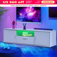TV Stand, for 55 Inch TVs, Modern LED, Storage Cabinet and Console Table , TV Console Table for Living Room,Bedroom, TV Stands