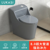 Household water closet, siphon type, small household color toilet, odor proof, large caliber, black and white gray dual color to