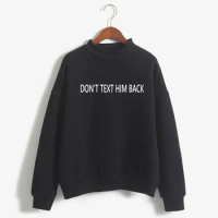 DON'T TEXT HIM BACK letters Print Woman Sweatshirt Sweet Korean O-neck Knitted Pullover Autumn Winter Candy Color Women Clothes
