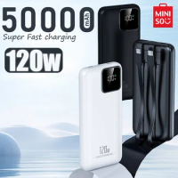 Miniso 50000mAh High Capacity 120W Fast Charging Power Bank Portable Charger Battery Pack Powerbank for iPhone Huawei Samsung
