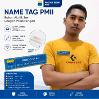 PMII Name Tag Akrilik 2mm dengan Peniti Pengait Desain Premium bros wani geometris brooch bouquet