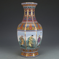 清乾隆琺瑯彩八仙八方瓶古董古玩收藏真品彩繪花瓶老物件瓷器