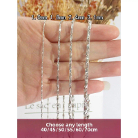 Ingot Chain 925 Sterling Silver White Gold Plated Clavicle Necklace Sweater Chain Men's and Women's 