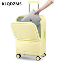 KLQDZMS 20" Suitcase Laptop Boarding Case 22"24" USB Charging Trolley Case 26 Wheeled Travel Bag Women's Rolling Luggage