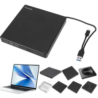 USB 3.0 Slim External DVD RW CD Writer Portable DVD&amp;CD-ROM Burner Player Type-C for Laptop Desktop PC Windows Linux Mac OS Apple