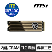 【MSI 微星】SPATIUM M480 Pro 1TB HS M.2 2280 PCIe 4.0 ssd固態硬碟 (讀 7400M/寫 6000M) *含散熱片
