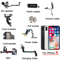 Inner Parts For iPhone X Front Camera Power Volume Charging Flex Cable Ear Piece Loud Speaker Wifi Metal Bracket All Screws