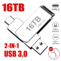 Metal 16TB Usb 3.0 Flash Drives High Speed Pendrive 2TB 8TB 4TB Usb Drive Portable SSD Memoria Usb Flash Disk TYPE-C Adapter New