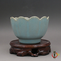 宋 汝窯天青釉小蓮花碗 古董古玩仿古陶瓷器收藏 精品宋瓷羽墨軒