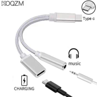 2 In 1 Type C To 3.5mm Headphone Jack Adapter USB C Aux Audio Data Cable Charging Cable For Samsung Xiaomi 11t Pro