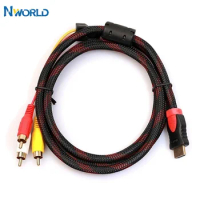 1080P to 3RCA cable 1.5M Video Audio AV Cable HDMI-compatible Digital Signal Transmitter HDMI Male to RCA Male for HD TV DVD