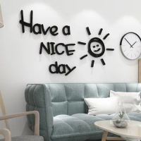 Kid Room Wall Decoration Sticker Have a Nice Day Acrylic Mirror Wall Stickers For Art Background Decor Wallpaper