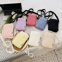 Canvas Mobile Phone Bag Universal Shoulder Bag Pure Color Crossbody Phone Pouch Simple Phone Purse Crossbody for Phone Storage