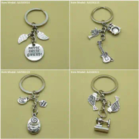 Keychain Keyring Tag Sign Up Give Never Wing Angel Guitar Electric Horn French Set Drum Drop Heart Your Follow Handmade Made