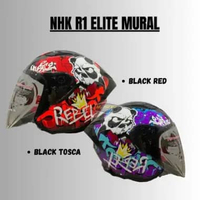 NHK R1 Elite Motif Mural Black Tosca - Helm nhk half face XL BLACK RED