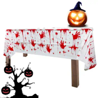Bloody Handprint Halloween Tablecloth Halloween Scary Tables Cloth Rectangle Decorative Blood Tablecloth Halloween Party Decor