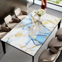 Kitchen Tablecloth Dining Table Countertop Protective Pad Marble Pattern Large Area Mats PVC Leather Heat Insulation Table Mat