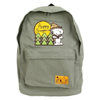 史努比 刺繡 登山 綠色 雙肩包 後背包 日貨 正版授權J00012770