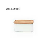 泰國Chabatree 1.9L琺瑯密封儲物盒/保鮮盒(白)-L  ＊琺瑯盒身可當料理烤盤＊