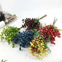 Red Christmas Fruit Foam Berry Artificial Bouquet Plant Tenant Hall Home Wedding Party Decoration Foam Flower Gift Accessories