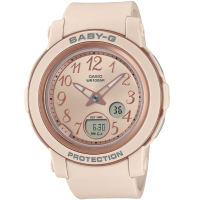 【CASIO 卡西歐】BABY-G 簡約輕巧雙顯腕錶 米粉色 BGA-290SA-4A_41.5mm