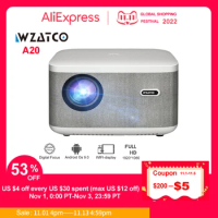 WZATCO A20 Digital Focus Full HD Projector 1080P WiFi LED Video Proyector Home Theater Android 32G Projector Movie Cinema Phone
