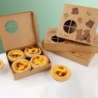 20Pcs Kraft Paper Box Egg Tart Packaging Box Wedding Favors Candy Box Birthday Christmas Event &amp; Party Favors Packaging