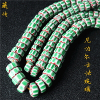 尼泊爾手工古法琉璃毛衣鏈尼泊爾民族風貿易珠 綠色西瓜珠diy配珠1入