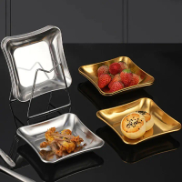 Piring Makan Stainless Steel Square Korean Style 13.9cm