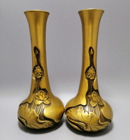 銅花瓶純銅仿古荷花富貴有余插花花器擺件中式客廳玄關家居裝飾品