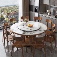 console Rock dining table chair combination mobiles modern simple household wooden round table belt comedor apartment furniture