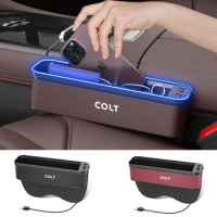Car Interior LED 7-Color Atmosphere Light Sewn Chair Storage Box For Mitsubishi Colt Auto Universal USB Storage Box Accessories