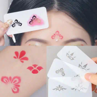 Hollow Flowers Temporary Tattoo Stencil for Drawing Molds Face Makeup Template Women Kids DIY Journaling Supplies Hanfu Decor