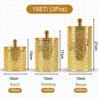 ZS - Toples Aklirik kedap udara gold emas / Toples set 3pcs/set mewah / Toples mewah aesthetic Tople
