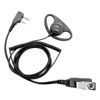 Two-Way Monitor Earphone, Large PTT Interphone, D-Type Wire-Coil, Suitable for Baofeng UV-3R, UV-5R and Other Models