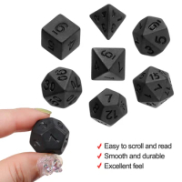 7Pcs/Set Polyhedral Black Dice Set Game Dice For TRPG DND Accessories Polyhedral Dice For Board Card Game Math Games