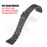 Watch Band for Casio F-91W 18mm Stainless Steel Strap for F105 F108 A158W A168 AE1200 AE1300 Metal Bands Replacement Watchbands