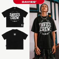 Áo phông đen nam nữ in tràn viền DAVIES local brand form rộng tay lỡ vải thun cotton thoáng mát Tee