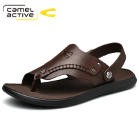 Camel Active 2021 New Genuine Leather Men Sandals Shoes Fretwork Breathable Shoes Style Retro Gladiator Summer Men Shoes