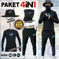 COD Paket 4 in 1 SET Pakaian Pelindung Mancing Jersey Topi Rimba Masker Buff Celana Joger Mancing