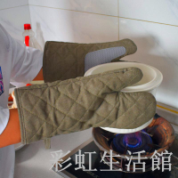 帆布硅膠耐高溫500度防水微波爐隔熱防滑商用加厚長防燙手套