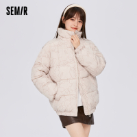 Semir Cotton Coat Women Work Tooling Clothes Winter 2022 New Hooded Loose Simple Youth Handsome Boys