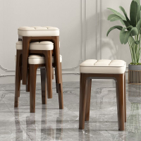 餐椅 餐凳 實木凳子家用可疊放現代簡約餐桌椅子化妝臺客廳木頭方凳